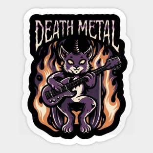 Death Metal Satanic Baphomet Cat playing guitar Sticker